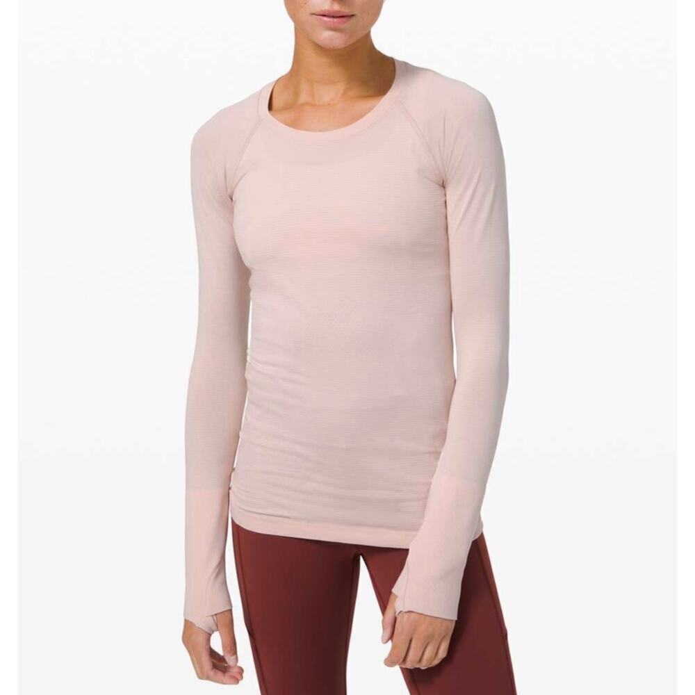 Lululemon Swiftly Tech Top Long Sleeve Lightweight Shirt In Feather Pink Size 10